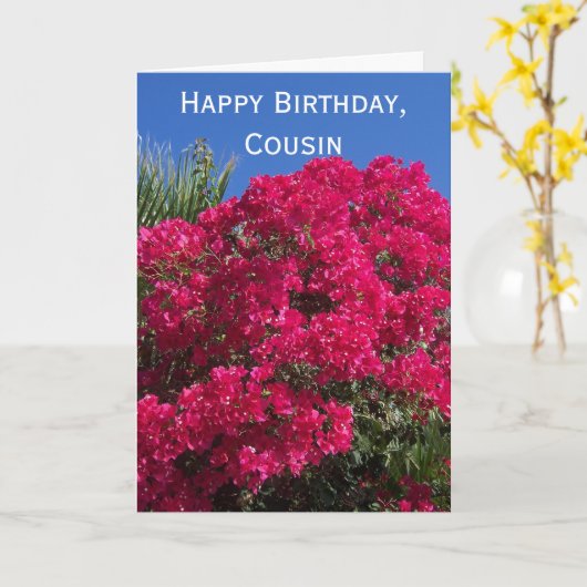 Bougainvillea Personalisierter Cousin Geburtstag Karte (Gelbe Blume)