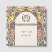 Bougainvillea Pink Green Gold Wedding Gästebuch (Vorderseite)