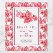 Bougainvillea red pink watercolor summer wedding  weinetikett (Einzelnes Label)