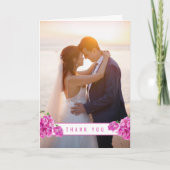 Bougainvillea rosa Aquarellfarben Hochzeit danke Karte (Vorderseite)