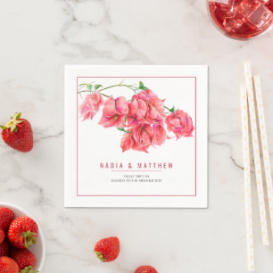 Bougainvillea rote Aquarell-Botanik-Hochzeitskunst Serviette
