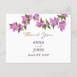 Bougainvillea Tropical Wedding Danke Postcard Einladungspostkarte