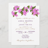 Bougainvillea Tropical Wedding Einladung (Vorne/Hinten)