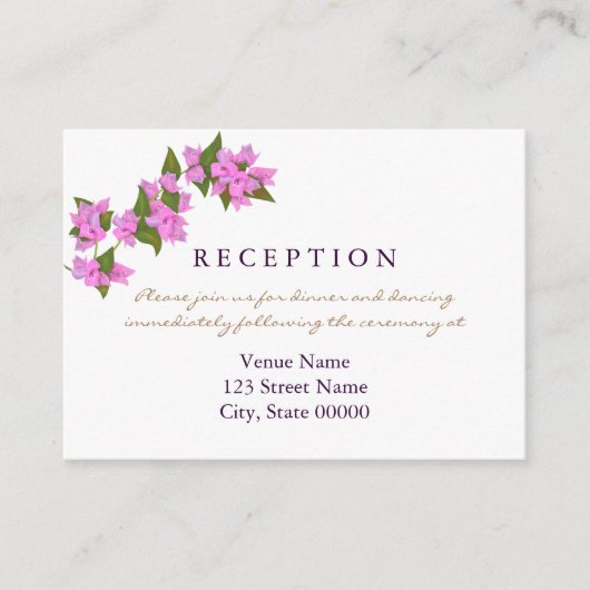 Bougainvillea Tropical Wedding Reception Card Begleitkarte (Vorderseite)