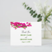 Bougainvillea tropische grüne Fuchsia Dank Postkarte (Stehend Vorderseite)