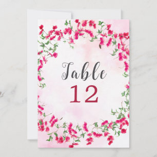 Bougainvillea Tropischer Wald Hochzeit Tischnummer