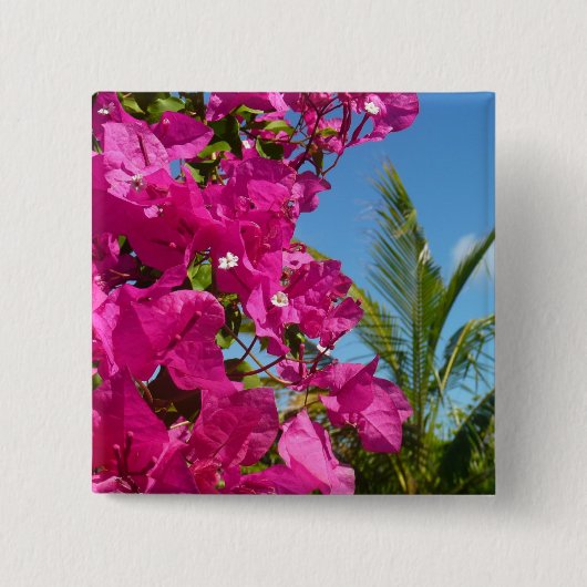 Bougainvillea und Palmen Tropische Natur Button (Vorderseite)