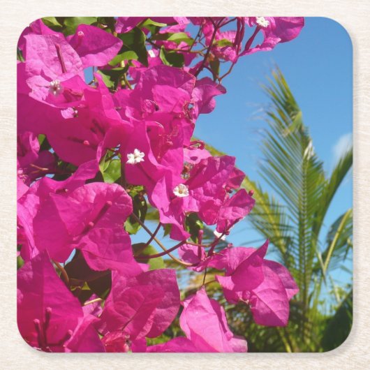 Bougainvillea und Palmen Tropische Natur Rechteckiger Pappuntersetzer (Vorderseite)