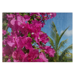 Bougainvillea und Palmen Tropische Natur Schneidebrett