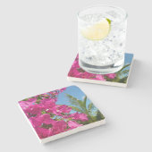 Bougainvillea und Palmen Tropische Natur Steinuntersetzer (Seitenansicht)