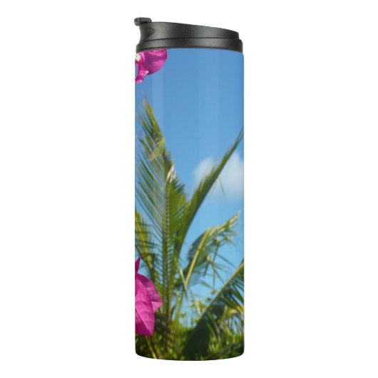 Bougainvillea und Palmen Tropische Natur Thermosbecher (Nach rechts gedreht)