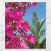 Bougainvillea und Palmen Tropische Natur Weinetikett (Einzelnes Label)