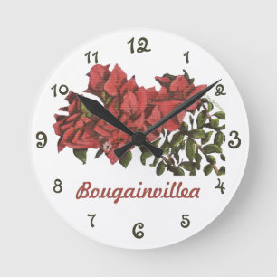 Bougainvillea Wall Clock Runde Wanduhr