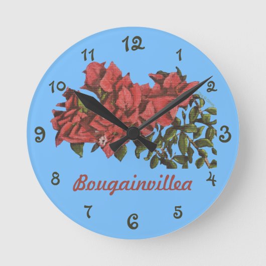 Bougainvillea Wall Clock Runde Wanduhr (Vorderseite)