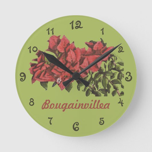 Bougainvillea Wall Clock Runde Wanduhr (Vorderseite)