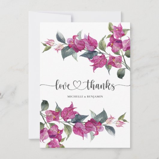 Bougainvillea Wedding Brautparty Danke-Card Dankeskarte (Vorderseite)