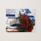 Bouganvilla, das auf Haus in Mykonos, Griechenland Puzzle (Horizontal)