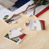 Bouganvilla, das auf Haus in Mykonos, Griechenland Puzzle (Seite)