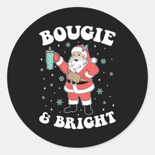 Bougie & Bright Funny Christmas Santa Claus Runder Aufkleber (Vorderseite)