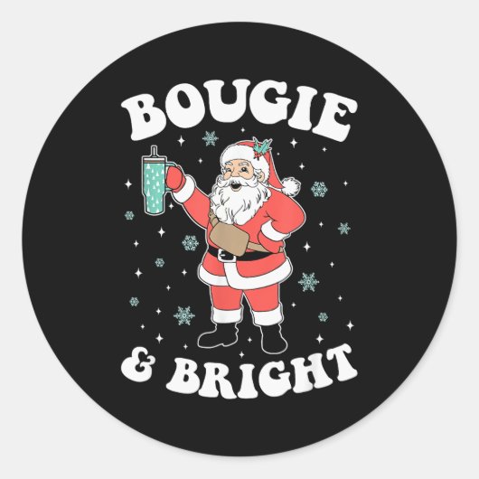 Bougie & Bright Funny Christmas Santa Claus Runder Aufkleber (Vorderseite)