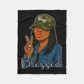 Bougie Blessed Camo Hat Christian Black Woman  Fleecedecke (Vorderseite)