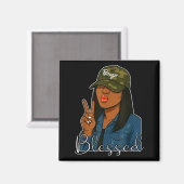 Bougie Blessed Camo Hat Christian Black Woman Magnet (Vorderseite/Rückseite)