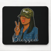 Bougie Blessed Camo Hat Christian Black Woman  Mousepad (Vorne)