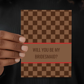 Bougie Brown Checkered Will you be my Bridesmaid Karte