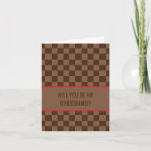 Bougie Brown Checkered Will you be my Bridesmaid Karte (Vorderseite)