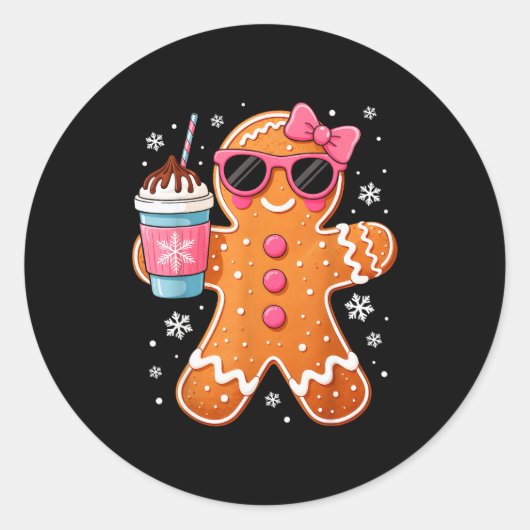 Bougie Gingerbread Hot Chocolate Cocoa Women Girl Runder Aufkleber (Vorderseite)