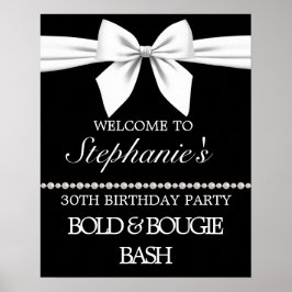 Bougie Pearls Black Birthday Party Begrüßungszeich Poster