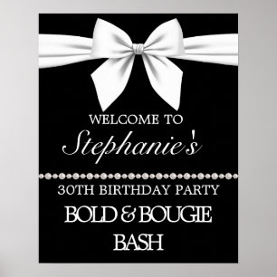Bougie Pearls Black Birthday Party Begrüßungszeich Poster