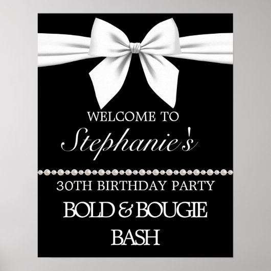 Bougie Pearls Black Birthday Party Begrüßungszeich Poster (Vorne)