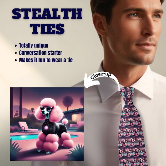 Bougie Pink Palm Springs Poodle Stealth Krawatte