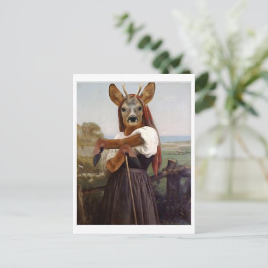 Bouguereau Deer Shepherdess Postkarte (Stehend Vorderseite)