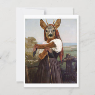 Bouguereau Deer Shepherdess Postkarte