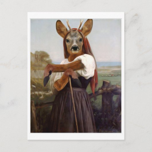 Bouguereau Deer Shepherdess Postkarte (Vorderseite)
