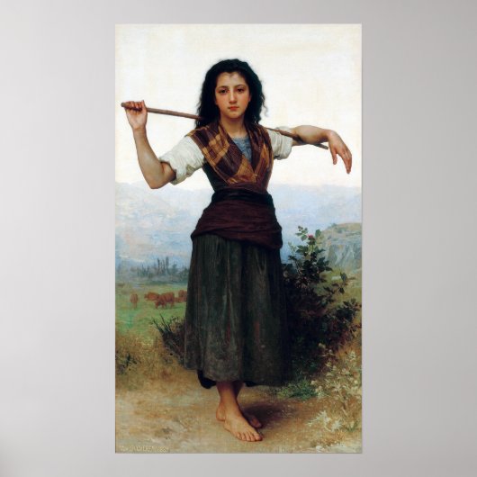 Bouguereau - Die kleine Hirtin Poster (Vorne)