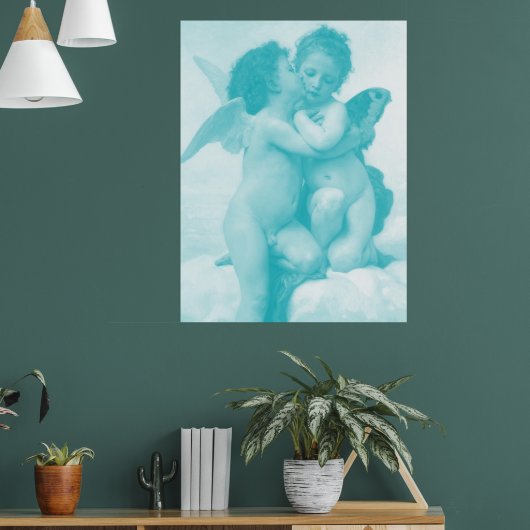 Bouguereau - First Kiss - Blue Poster (Wohnzimmer 1)