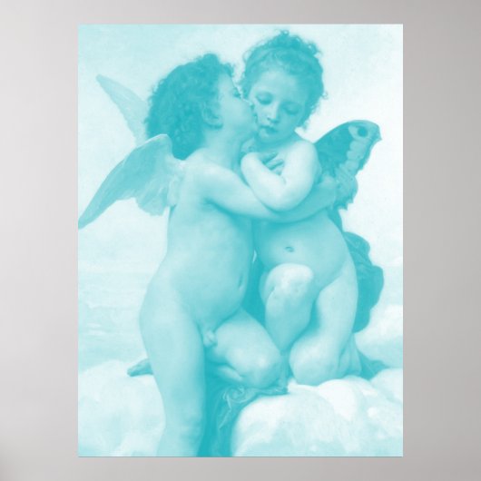 Bouguereau - First Kiss - Blue Poster (Vorne)