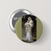 Bouguereau Innocence Lady Child Lamm Button (Vorne & Hinten)