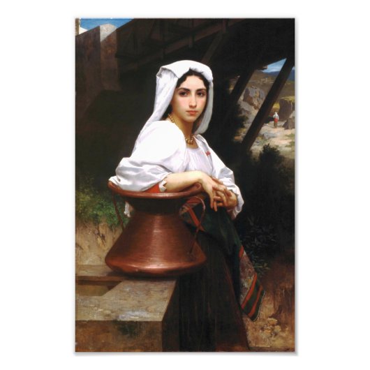 Bouguereau Italian Girl Zeichnend Water Print Fotodruck (Vorne)