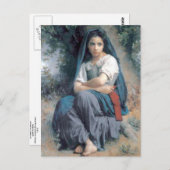 Bouguereau - La Petite Tricoteuse Postkarte (Vorne/Hinten)