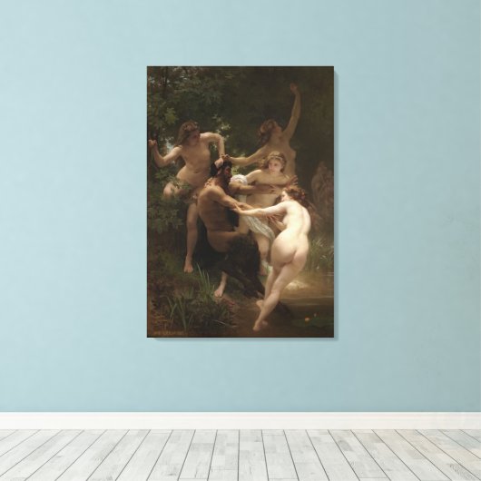 Bouguereau Nymphs und Satyr Leinwanddruck (Insitu (Holzboden))
