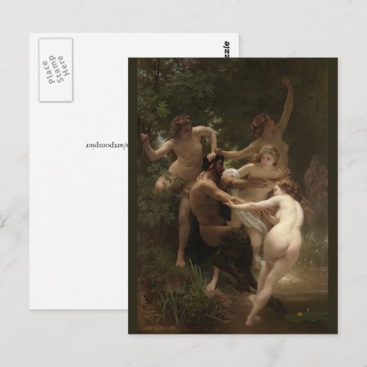 Bouguereau Nymphs und Satyr Postkarte (Vorne/Hinten)