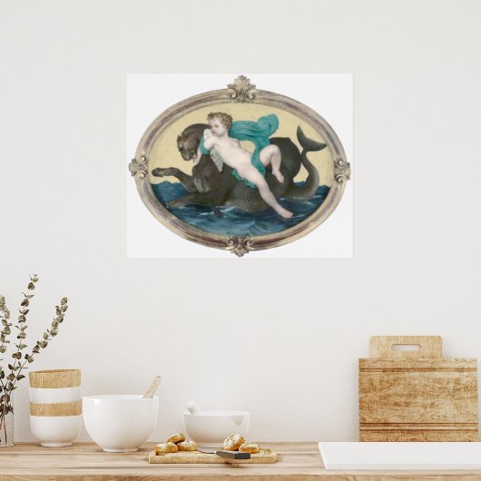 Bouguereau - Putti Sur un Griffon Poster (Küche)