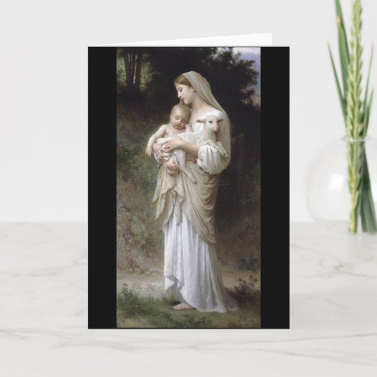 Bouguereau Unschulds-Dame Child Lamb Karte (Vorderseite)