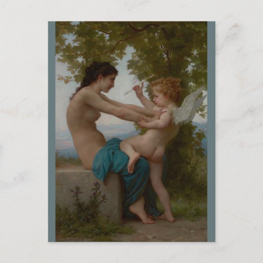 Bouguereau Young Girl Verteidiger gegen Eros Postkarte (Vorderseite)