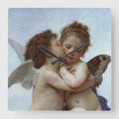 Bouguereaus L'Amour und Psyche, enfants (Amor) Quadratische Wanduhr (Vorderseite)