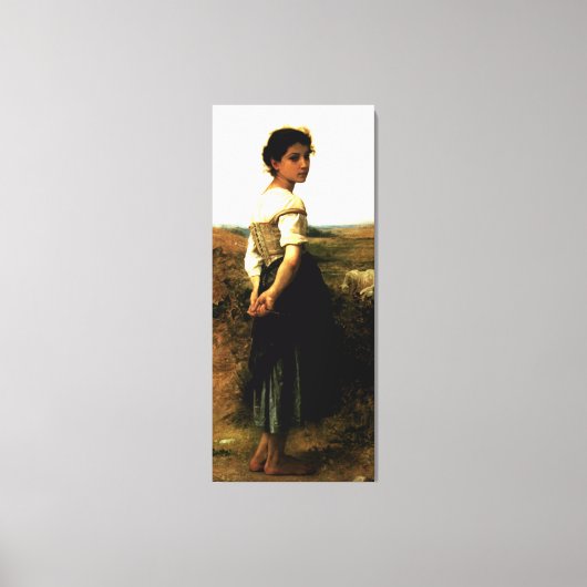 Bouguereau's The Young Shepherdess (1895) Leinwanddruck (Vorderseite)